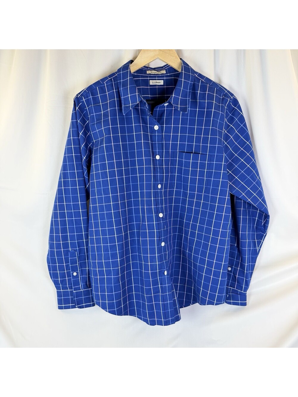 L.L. Bean Carefree Unshrinkable Royal Blue Button Down Shirt Women’s Read XL